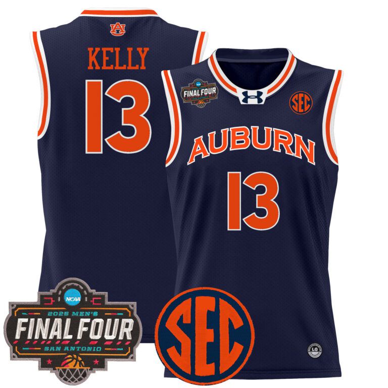 Men Auburn Tigers #13 Kelly blue 2025 Final Four Patch Lightweight  NCAA Jersey->ncaa teams->NCAA Jersey